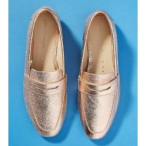 Anthropologie Petite Mendigote Rita Loafers Rose Gold Metallic Sie36